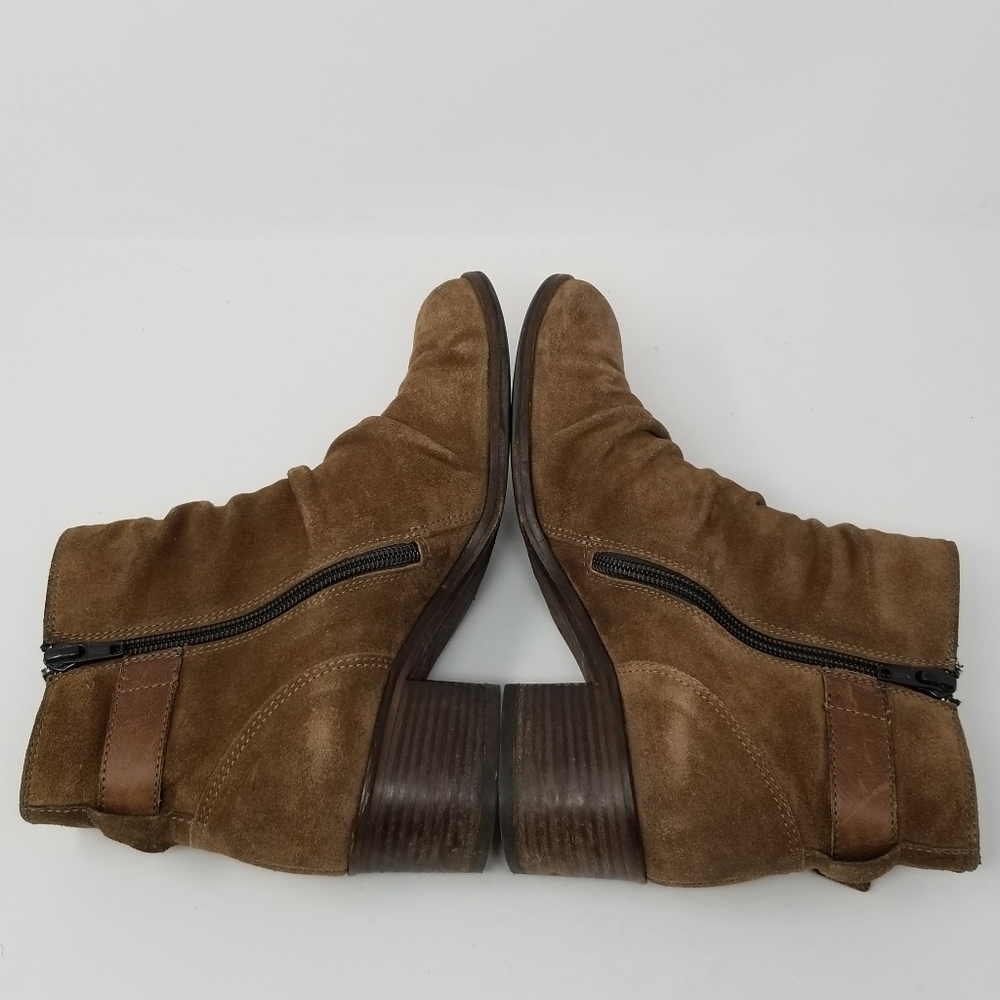 Paul Green Munchen Suede Ankle Suede Ankle Boot Buckle Block Heel Leather Sz 6 - Picture 6 of 16